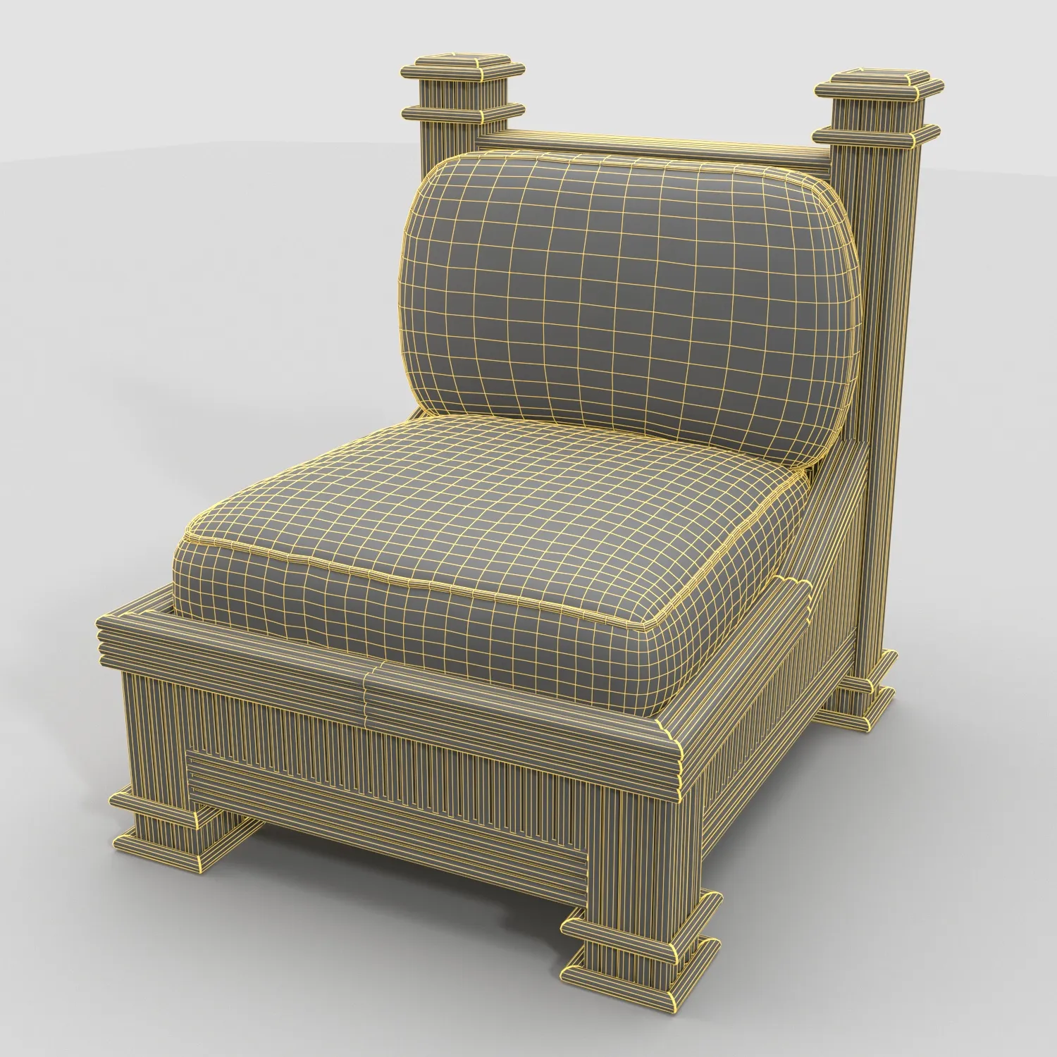 Rustic Trundle Lounge Chair PBR 3D Model_07